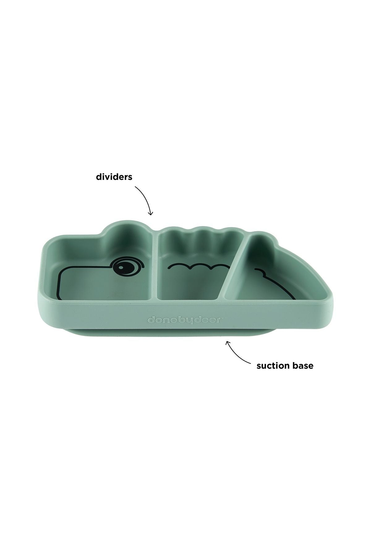 Silicone Stick&Stay snack plate | Croco - Green van Done by Deer | Kids Conceptstore Le Fanfare