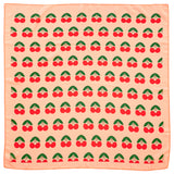 silky bandana - coral w/ cherries allover