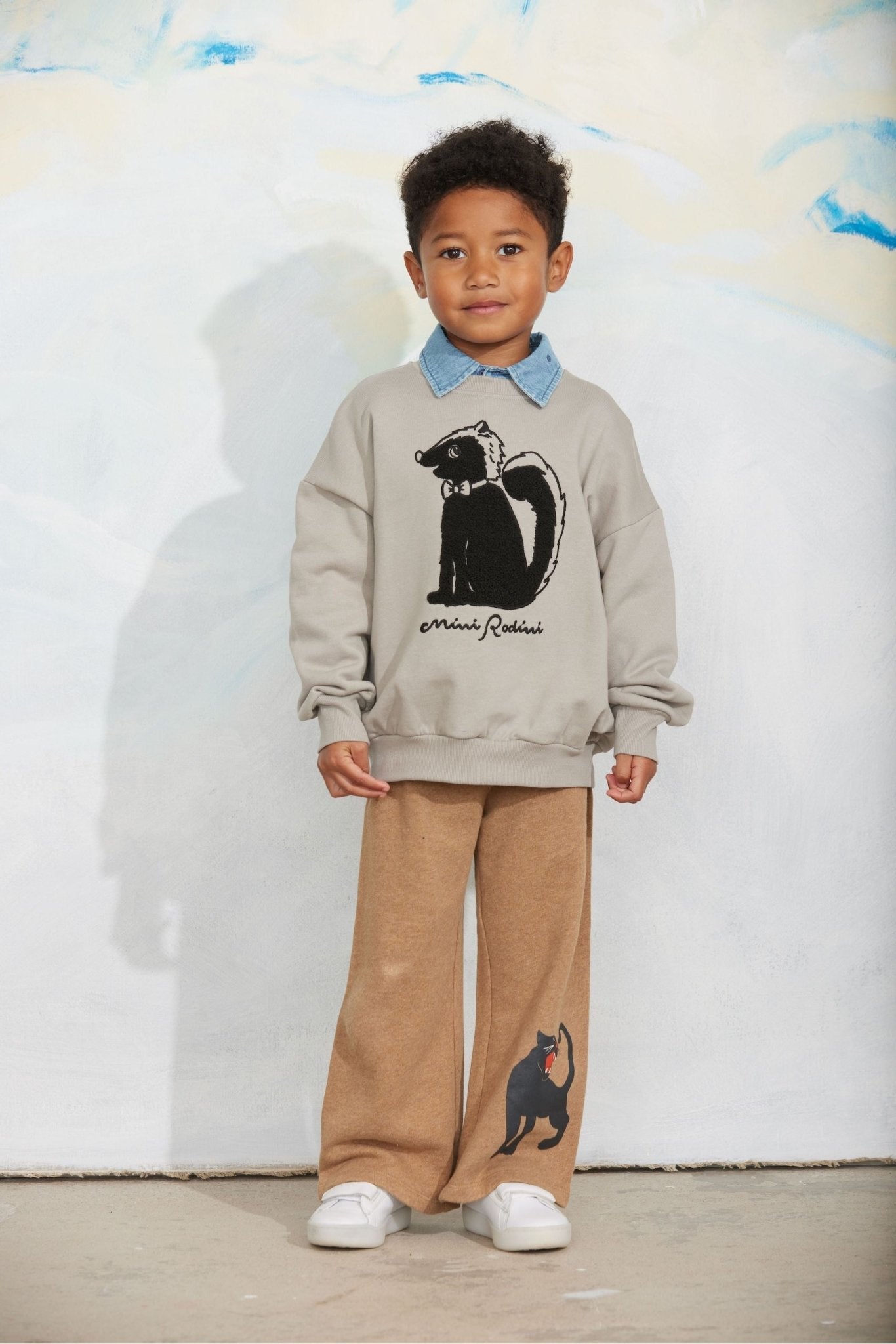Skunk chenille sweatshirt - Grey van Mini Rodini | Kids Conceptstore Le Fanfare