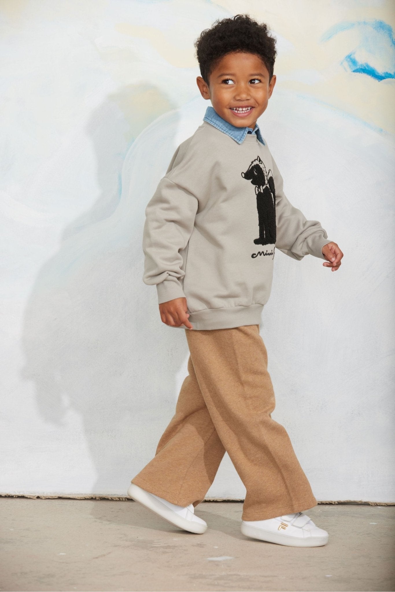 Skunk chenille sweatshirt - Grey van Mini Rodini | Kids Conceptstore Le Fanfare