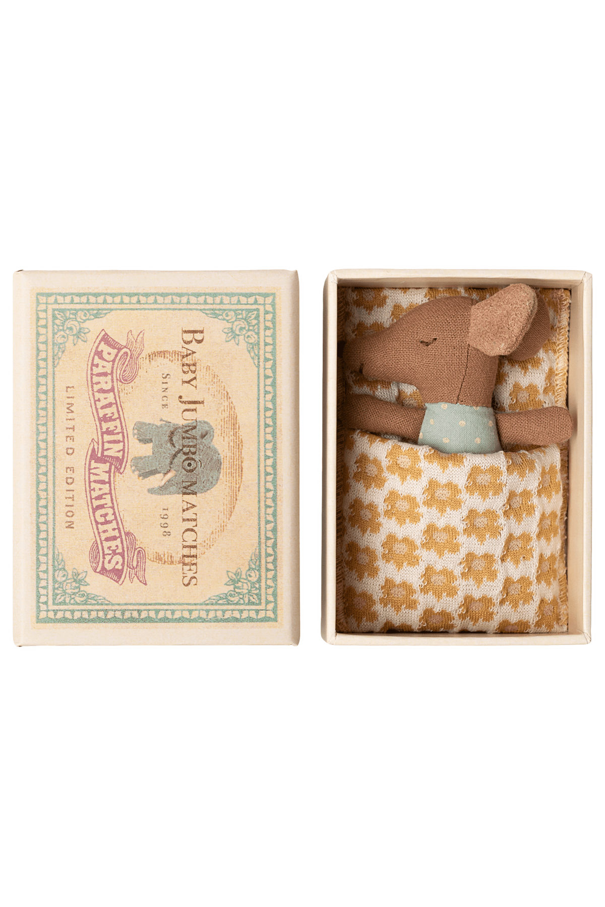 Sleepy wakey baby mouse in matchbox - Blue van Maileg | Kids Conceptstore Le Fanfare