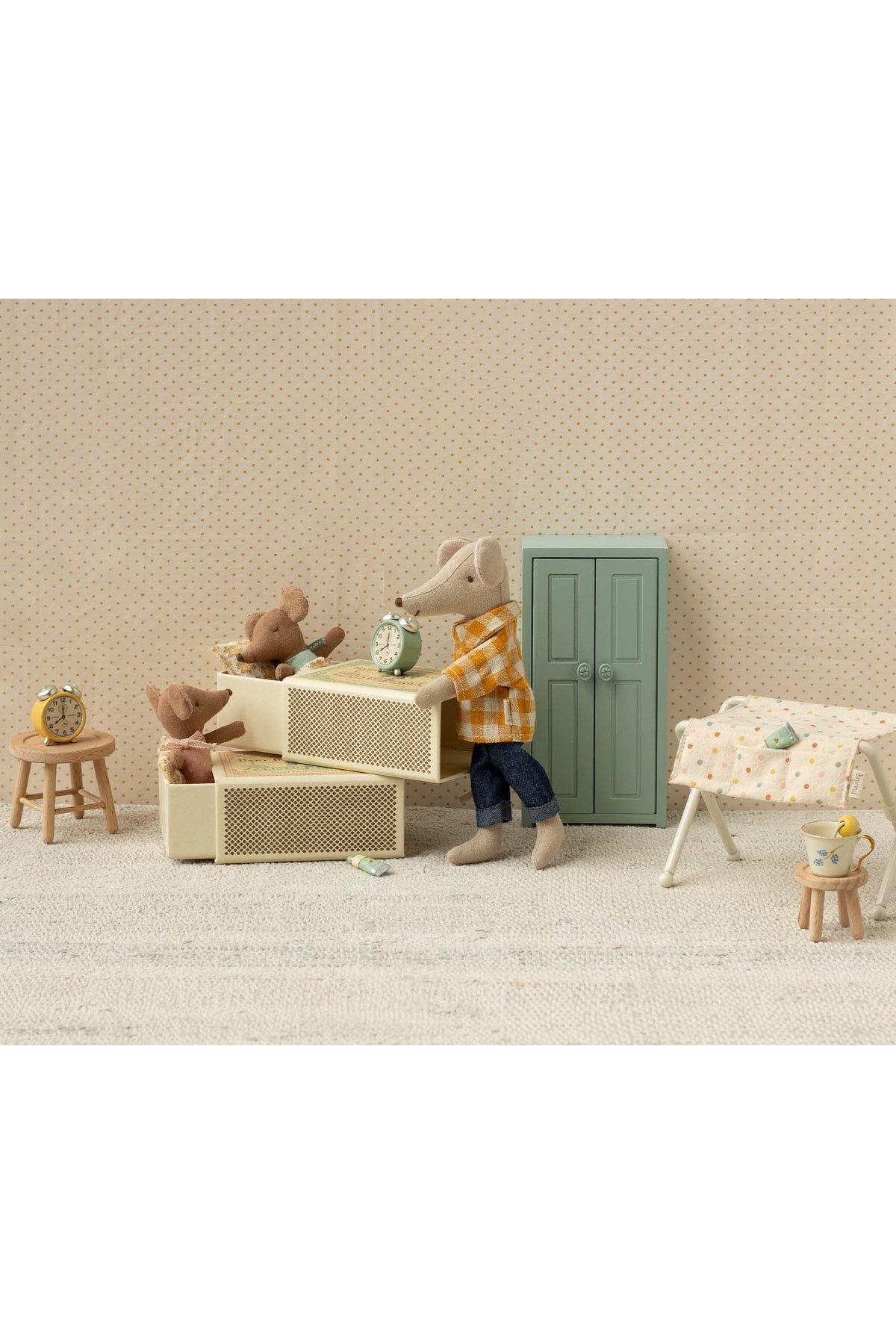 Sleepy wakey baby mouse in matchbox - Blue van Maileg | Kids Conceptstore Le Fanfare