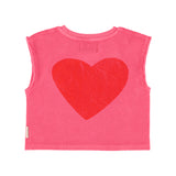 sleeveless top - pink w/ "amour" print