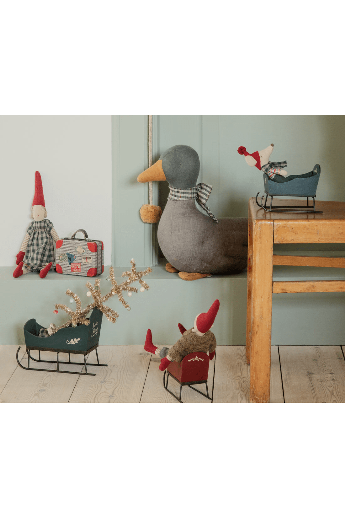Sleigh, Mouse - Green van Maileg | Kids Conceptstore Le Fanfare