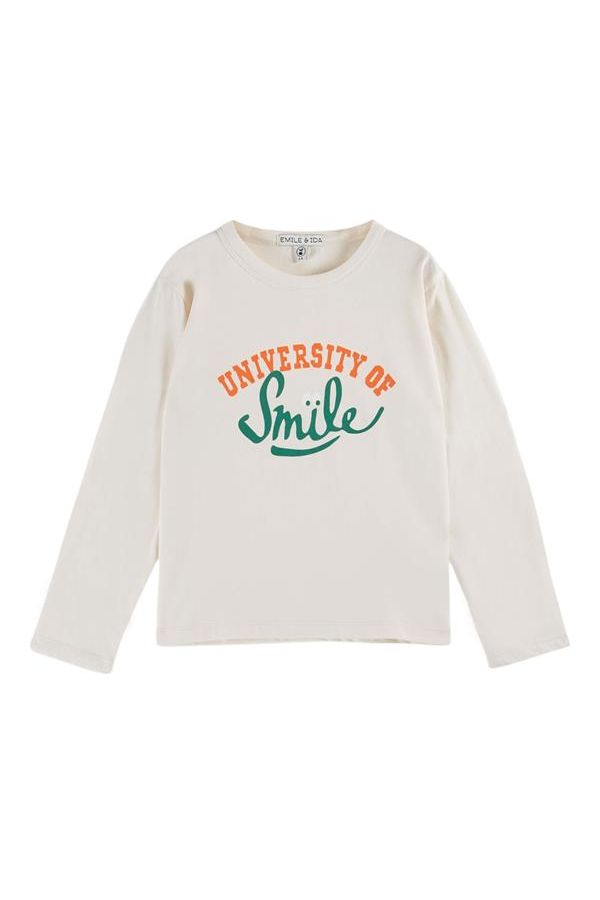 Smile Pattern Tee Shirt - Creme van Emile et Ida | Kids Conceptstore Le Fanfare
