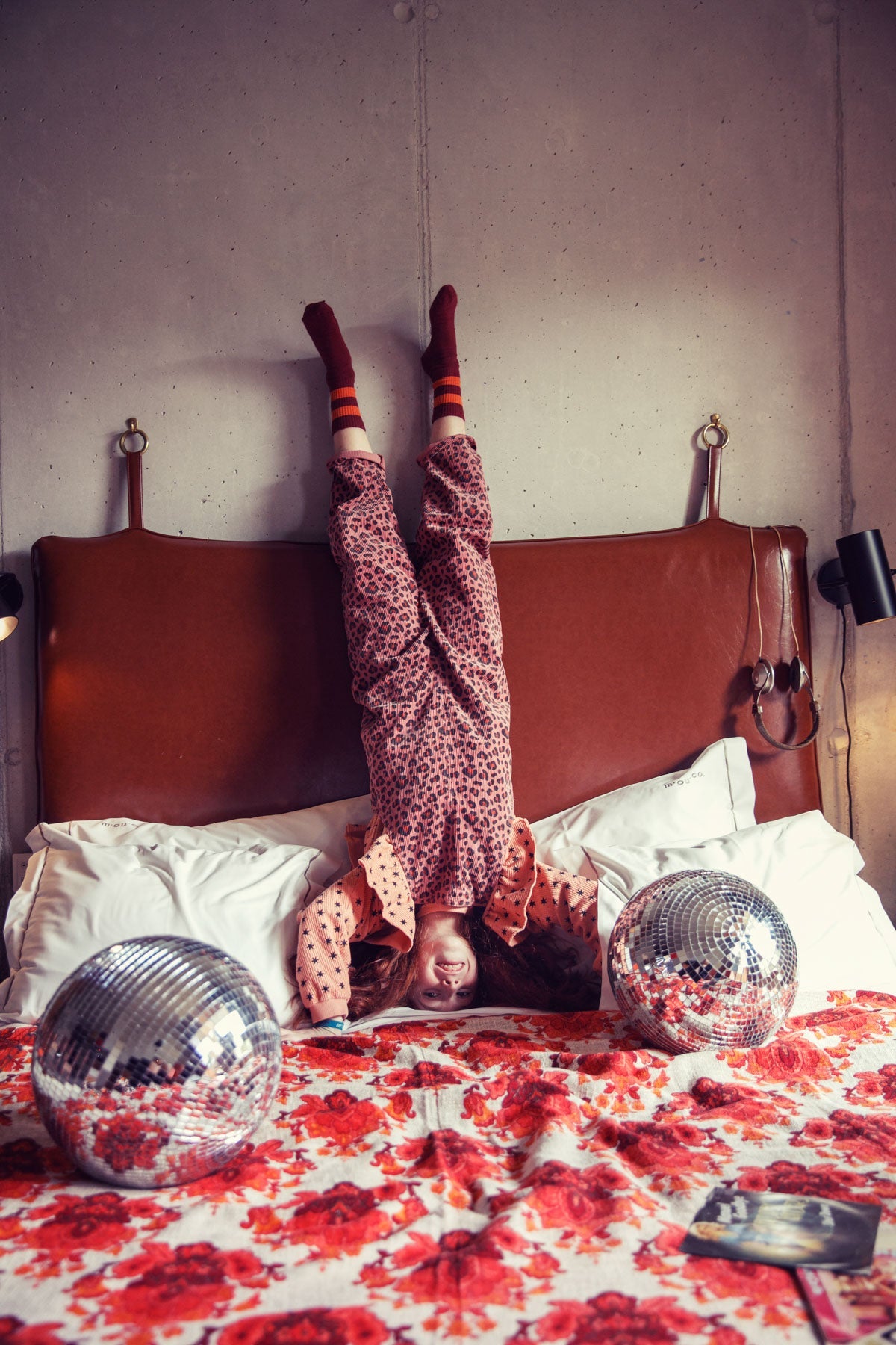 Socks - Bordeaux with orange stripes van Piupiuchick | Kids Conceptstore Le Fanfare