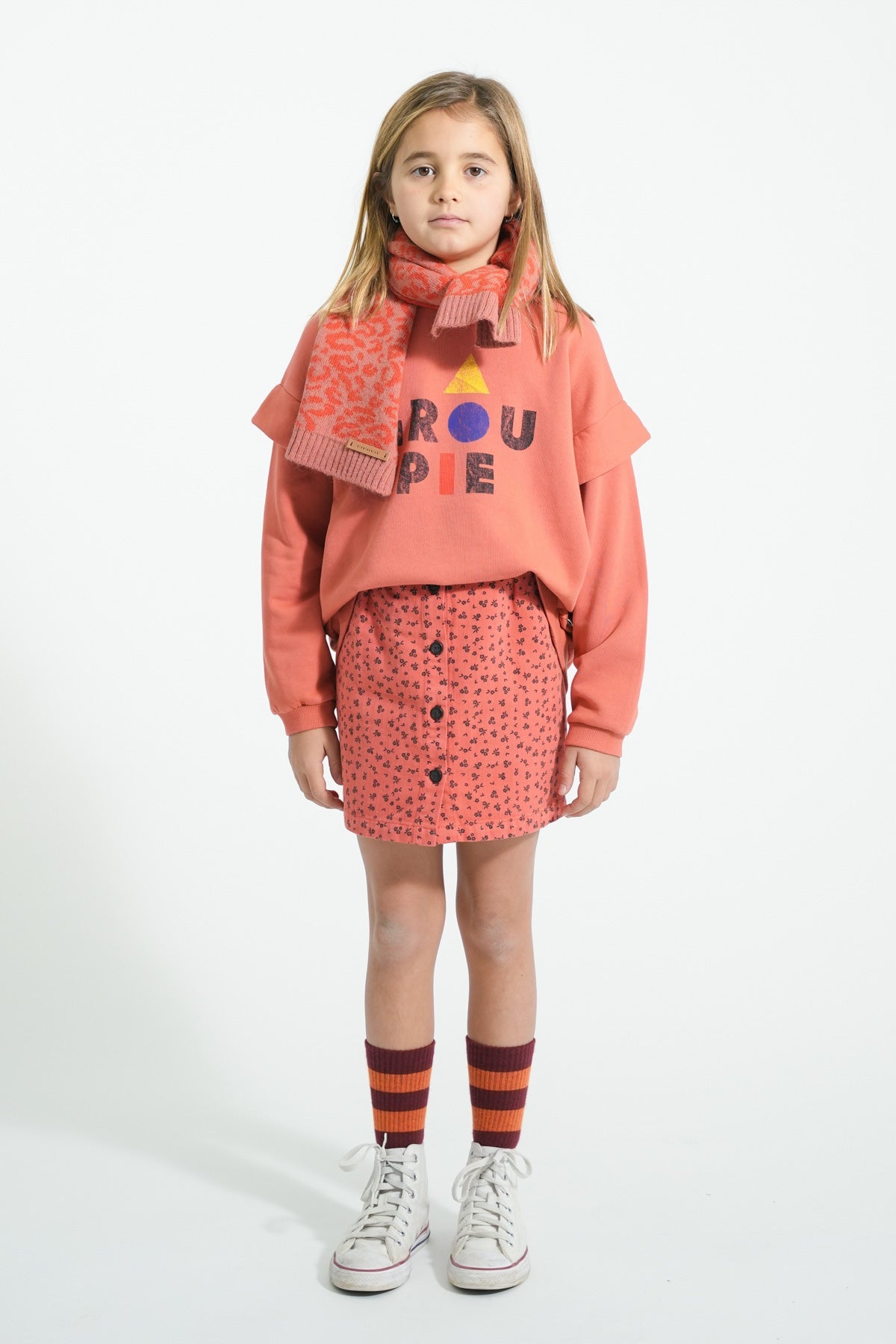 Socks - Bordeaux with orange stripes van Piupiuchick | Kids Conceptstore Le Fanfare