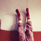 Socks - Bordeaux with orange stripes van Piupiuchick | Kids Conceptstore Le Fanfare