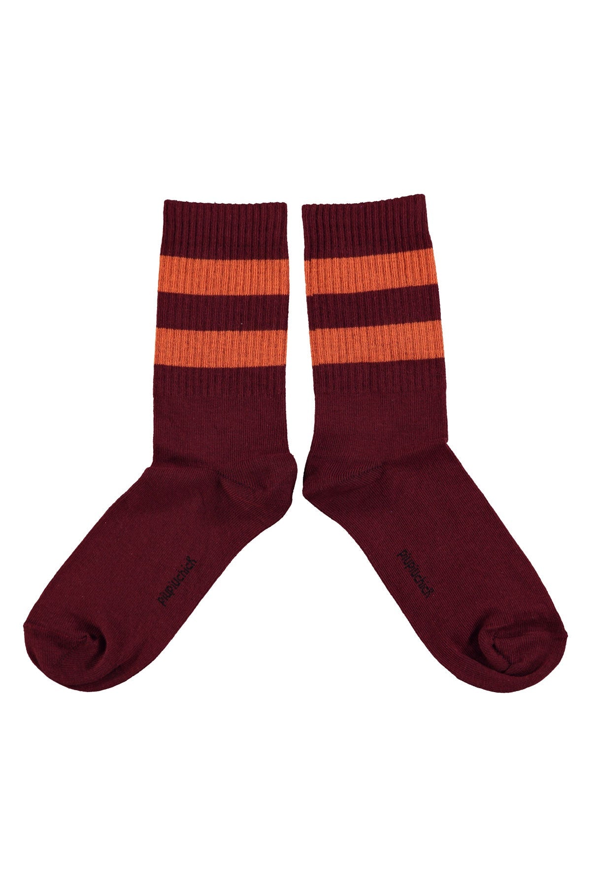 Socks - Bordeaux with orange stripes van Piupiuchick | Kids Conceptstore Le Fanfare