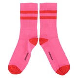 socks - pink w/ red stripes