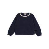 Soft rib girly t-shirt - Navy van Búho | Kids Conceptstore Le Fanfare
