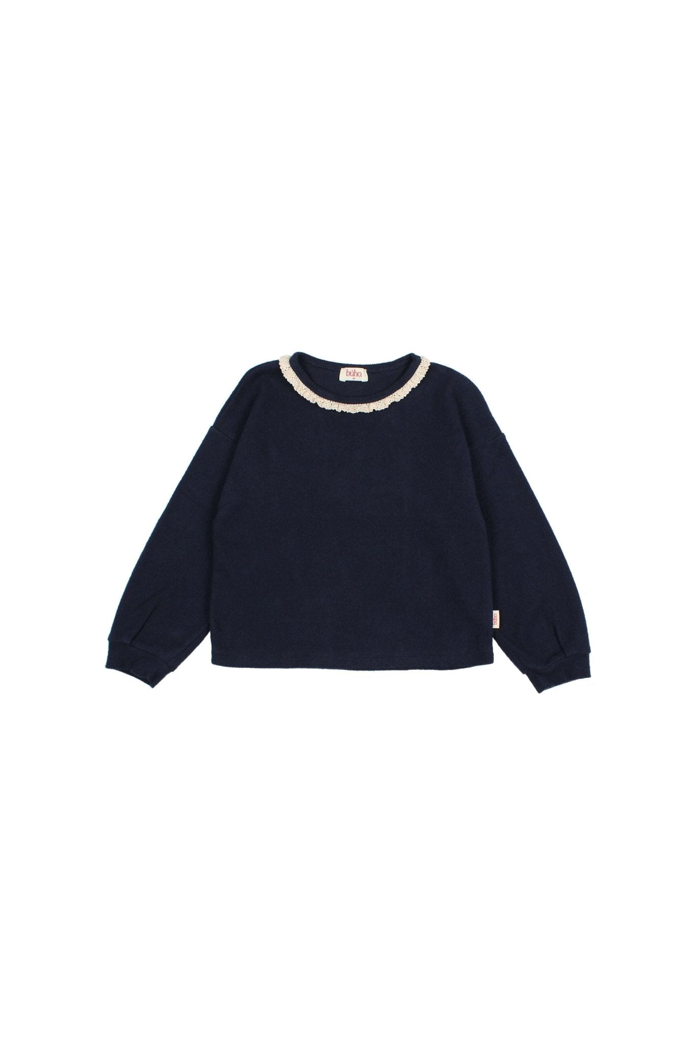 Soft rib girly t-shirt - Navy van Búho | Kids Conceptstore Le Fanfare