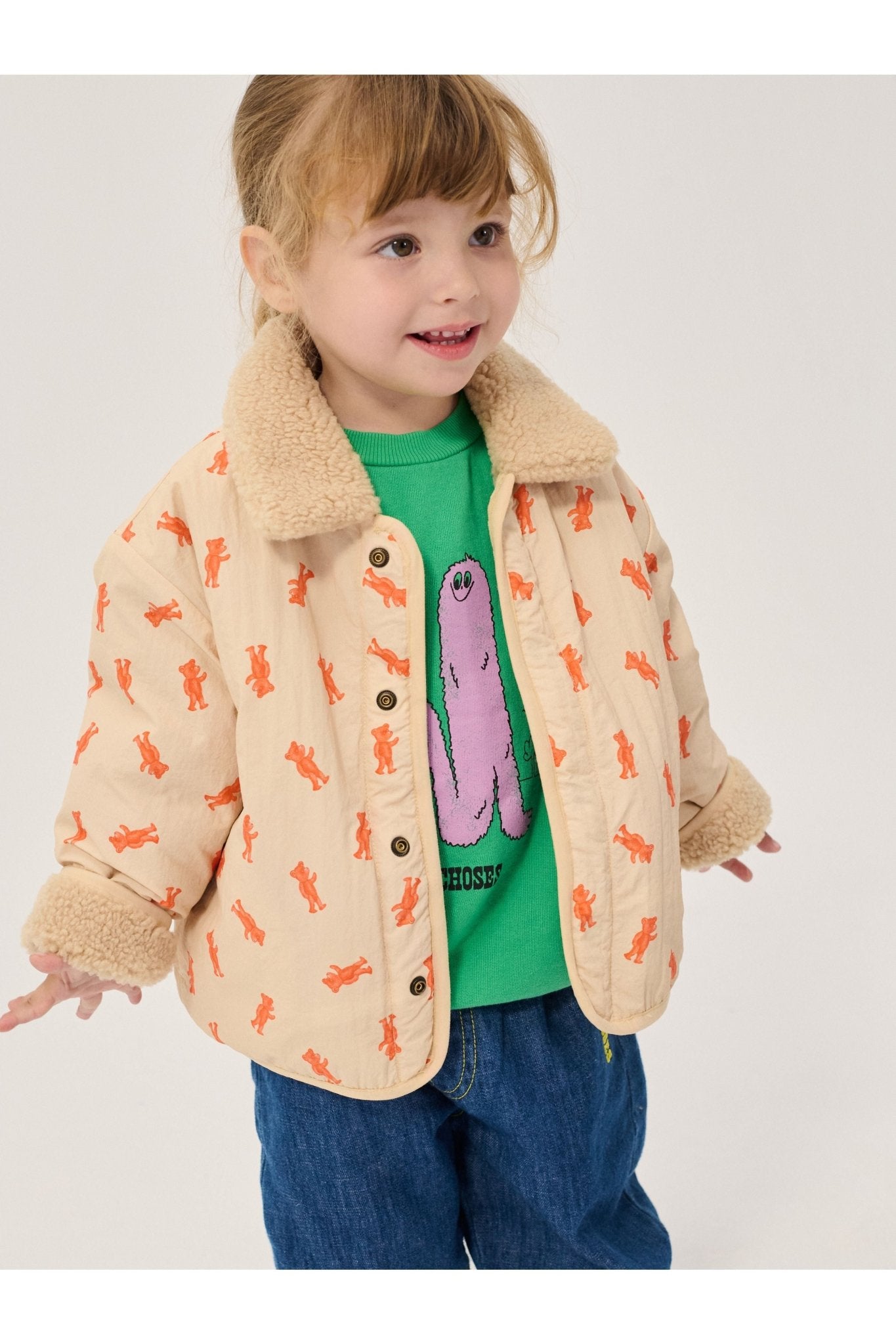 Softpaw Monster sheepskin reversible jacket - Light Pink van Bobo Choses | Kids Conceptstore Le Fanfare