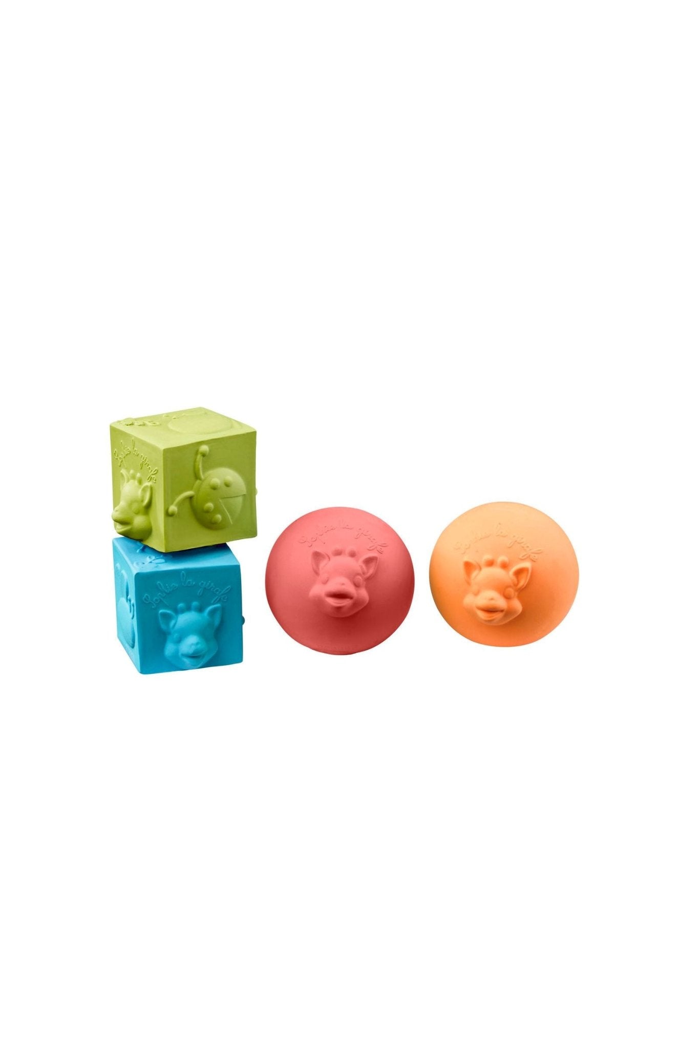 Sophie de giraf So'Pure set van 2 speelballen en 2 stapelblokken van Sophie de giraf | Kids Conceptstore Le Fanfare