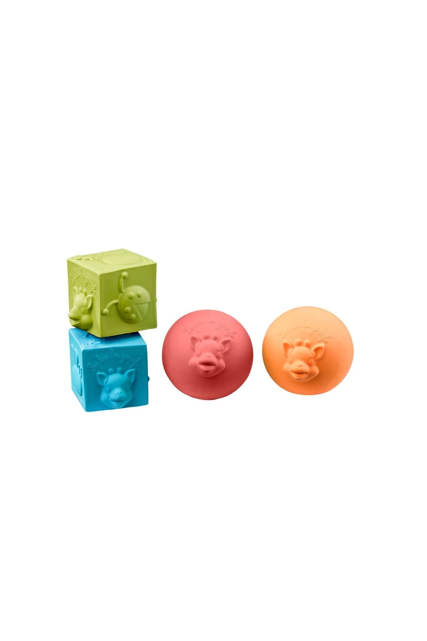 Sophie de giraf So'Pure set van 2 speelballen en 2 stapelblokken van Sophie de giraf | Kids Conceptstore Le Fanfare