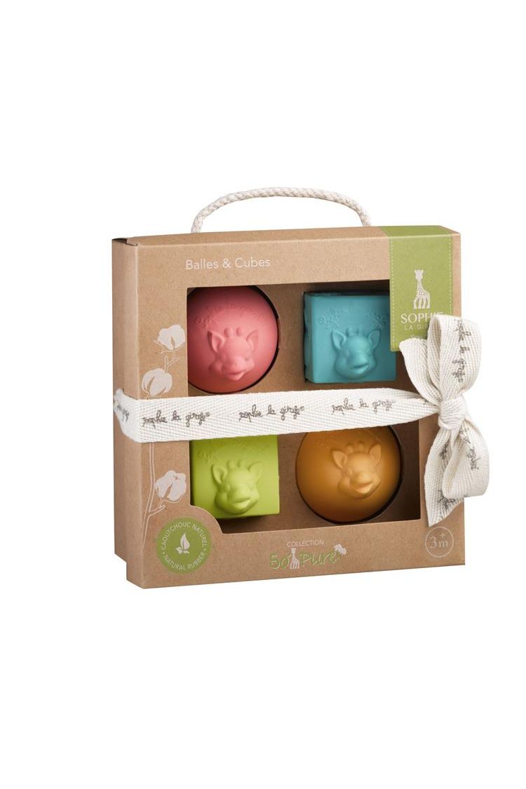 Sophie de giraf So'Pure set van 2 speelballen en 2 stapelblokken van Sophie de giraf | Kids Conceptstore Le Fanfare
