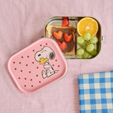 Stainless Steel Lunchbox with Moveable Divider and Pink Snoopy Print van Rice | Kids Conceptstore Le Fanfare