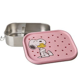Stainless Steel Lunchbox with Moveable Divider and Pink Snoopy Print van Rice | Kids Conceptstore Le Fanfare