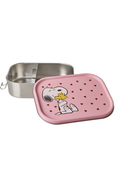 Stainless Steel Lunchbox with Moveable Divider and Pink Snoopy Print van Rice | Kids Conceptstore Le Fanfare