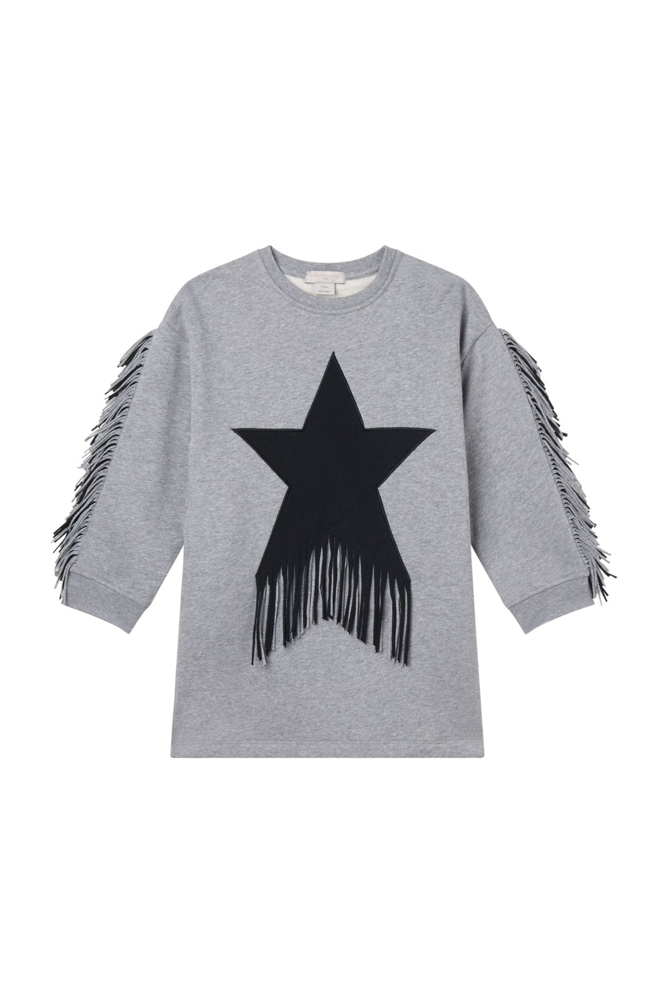 Star Graphic Fringed Dress Grigio Medio Melange van Stella McCartney | Kids Conceptstore Le Fanfare