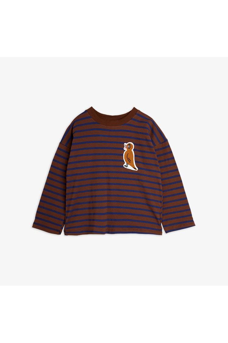 Stripe Bird Patch LS Tee van Mini Rodini | Kids Conceptstore Le Fanfare