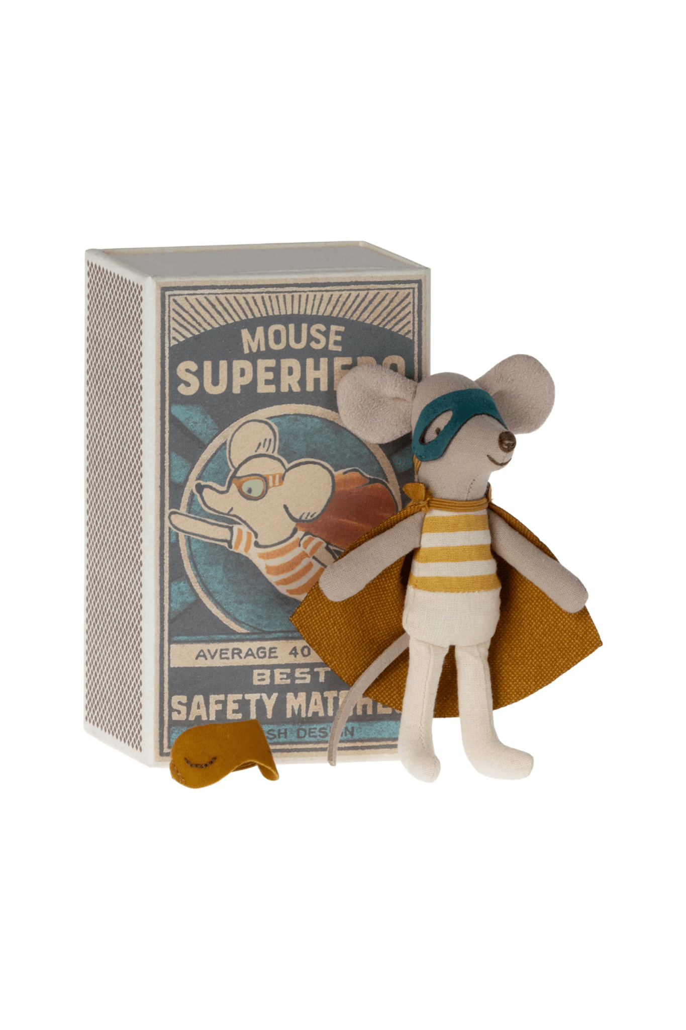 Super Hero Mouse, Little Brother In Matchbox van Maileg | Kids Conceptstore Le Fanfare
