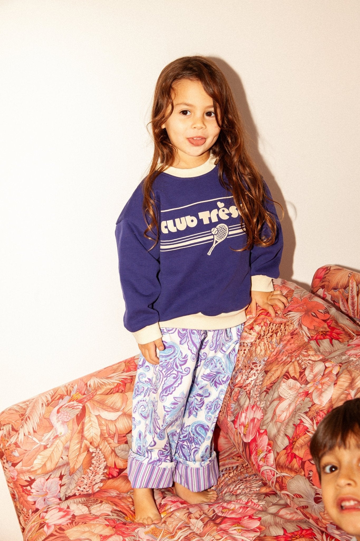 Sweatshirt - Tennis Blue Purple van Club Trésor | Kids Conceptstore Le Fanfare