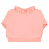 sweatshirt w/ collar - light pink w/ strawberry print