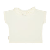 t'shirt w/ collar- ecru w/ red heart print