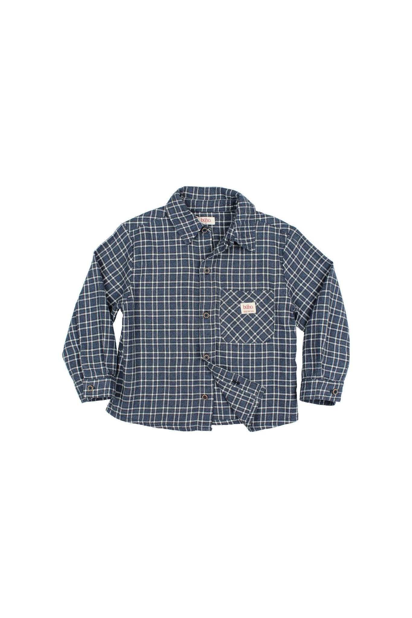 Tartan shirt - Navy van Búho | Kids Conceptstore Le Fanfare