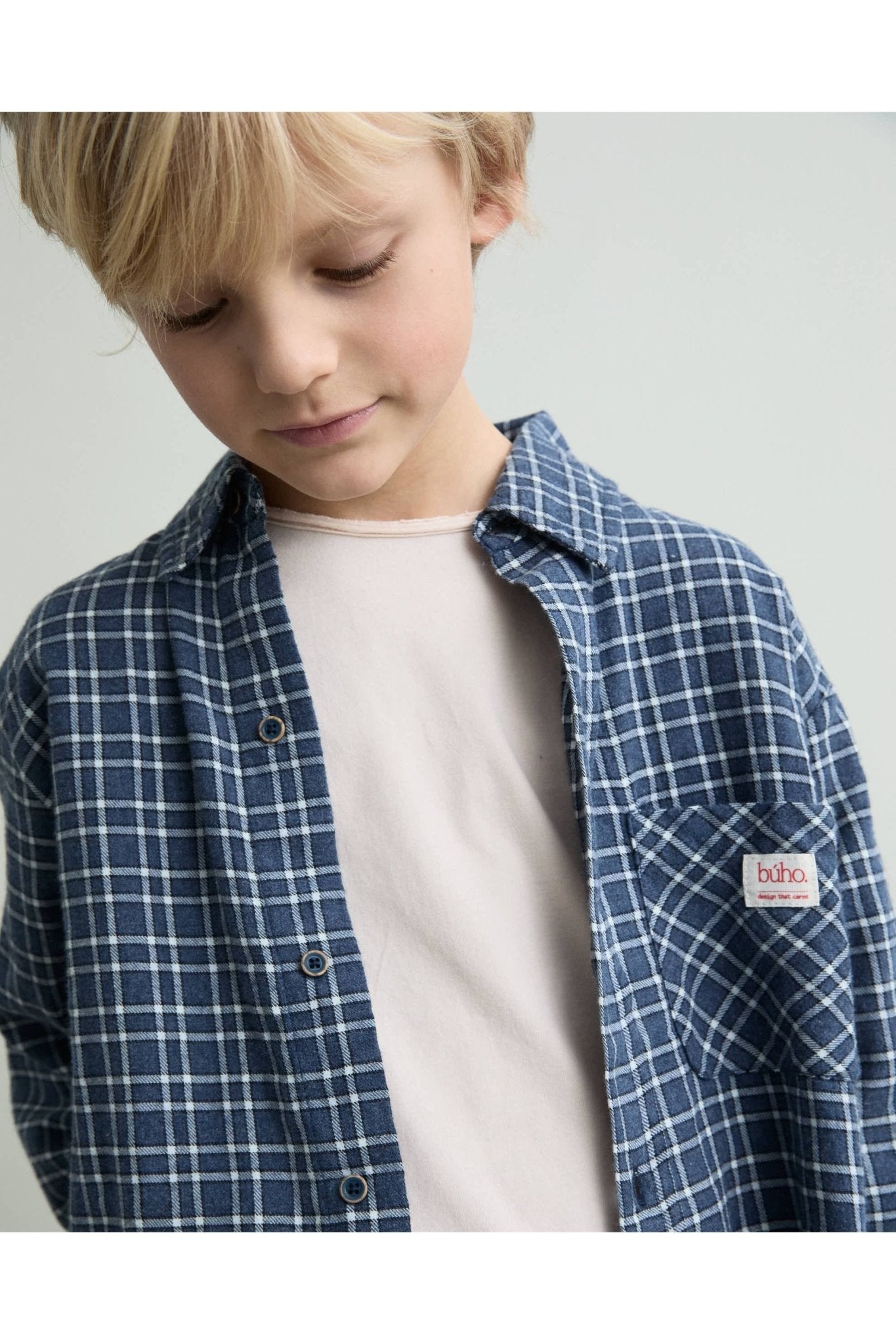 Tartan shirt - Navy van Búho | Kids Conceptstore Le Fanfare
