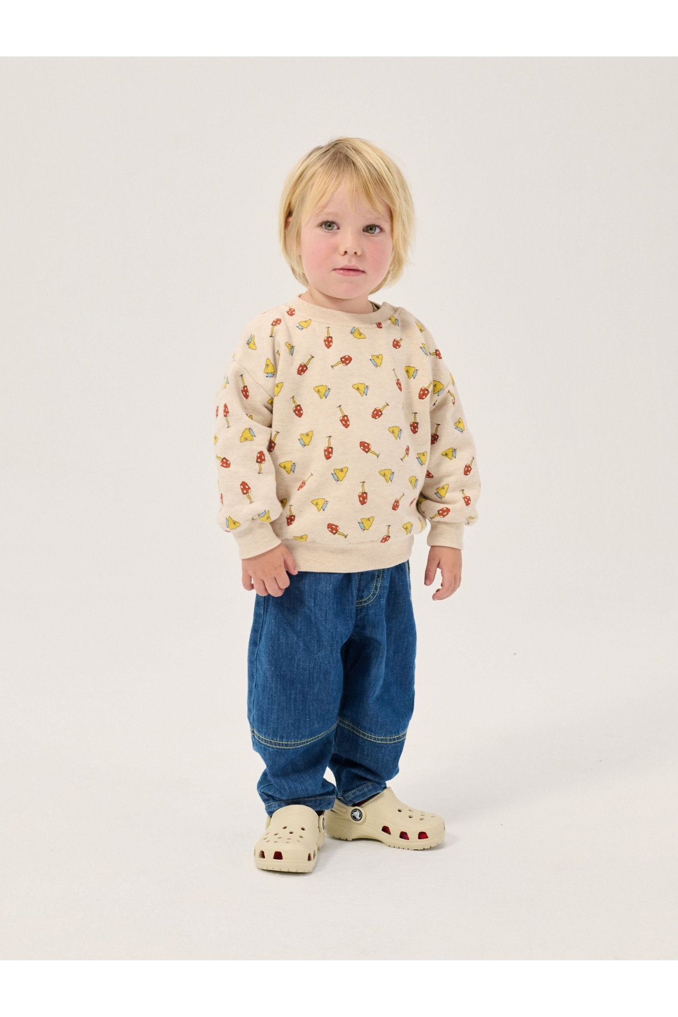 Taxi Saurus Tag denim pants BB - Midnight Blue van Bobo Choses | Kids Conceptstore Le Fanfare