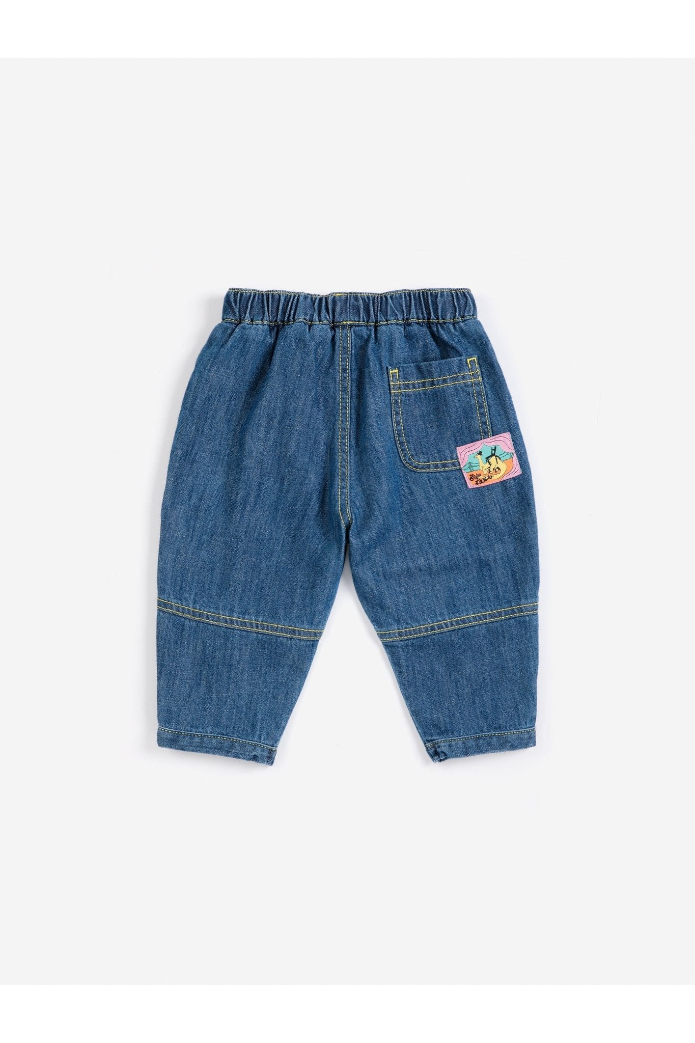 Taxi Saurus Tag denim pants BB - Midnight Blue van Bobo Choses | Kids Conceptstore Le Fanfare