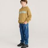 Taxi Saurus Tag denim pants - Midnight Blue van Bobo Choses | Kids Conceptstore Le Fanfare