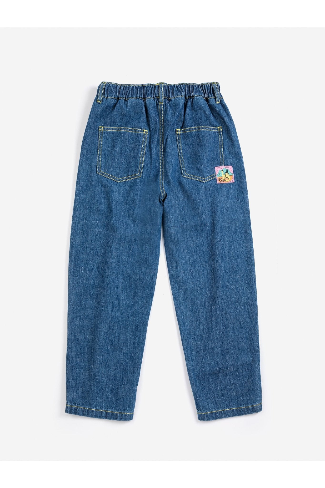 Taxi Saurus Tag denim pants - Midnight Blue van Bobo Choses | Kids Conceptstore Le Fanfare
