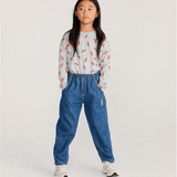 Taxi Saurus Tag denim pants - Midnight Blue van Bobo Choses | Kids Conceptstore Le Fanfare