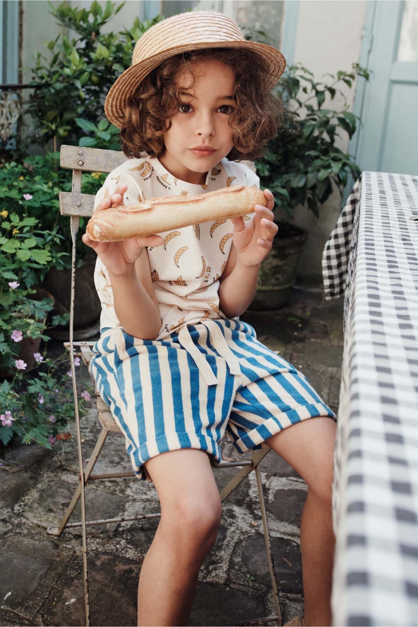 Tee Shirt Imprime All Over - Banane Creme van Emile et Ida | Kids Conceptstore Le Fanfare
