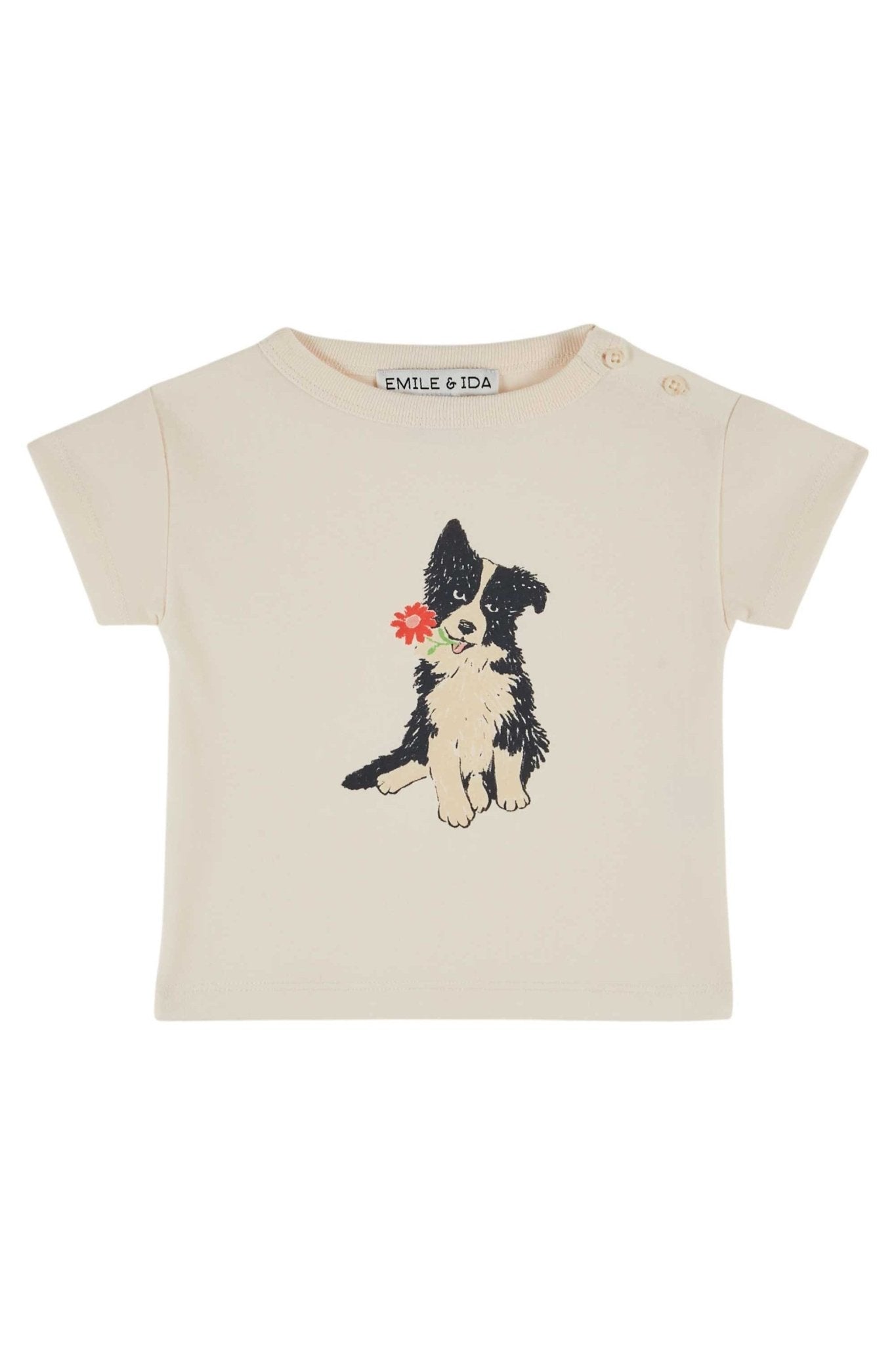 Tee Shirt Imprime Place Chien - Creme van Emile et Ida | Kids Conceptstore Le Fanfare