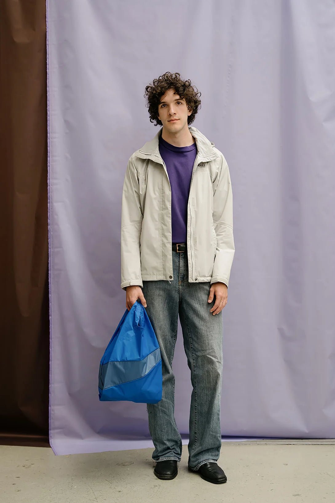 The New Shopping Bag Blue & Dark Petrol Medium van SUSAN BIJL | Kids Conceptstore Le Fanfare