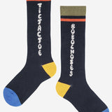 Tic Tac Toe navy extra long socks - Midnight Blue van Bobo Choses | Kids Conceptstore Le Fanfare
