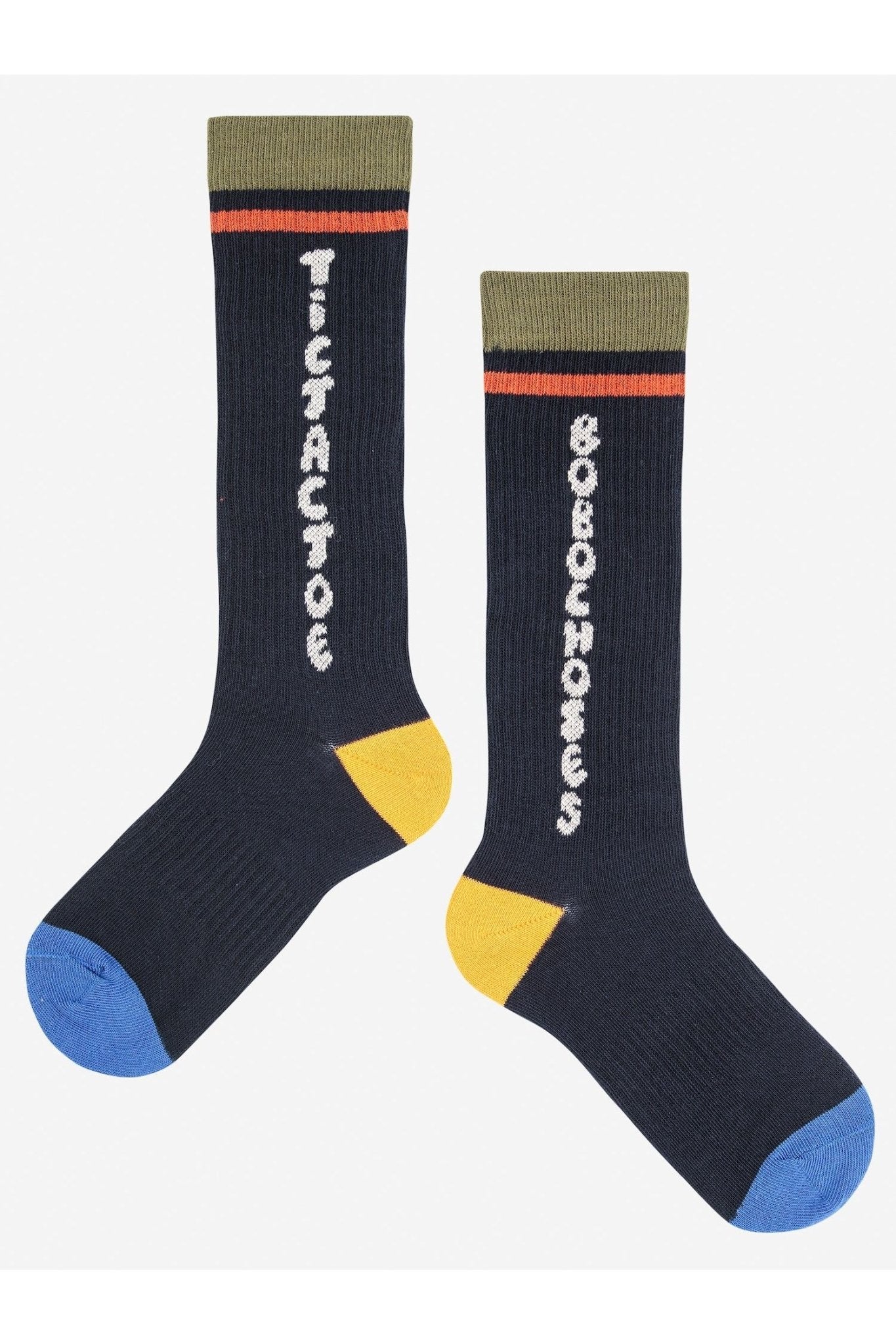 Tic Tac Toe navy extra long socks - Midnight Blue van Bobo Choses | Kids Conceptstore Le Fanfare