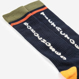 Tic Tac Toe navy extra long socks - Midnight Blue van Bobo Choses | Kids Conceptstore Le Fanfare