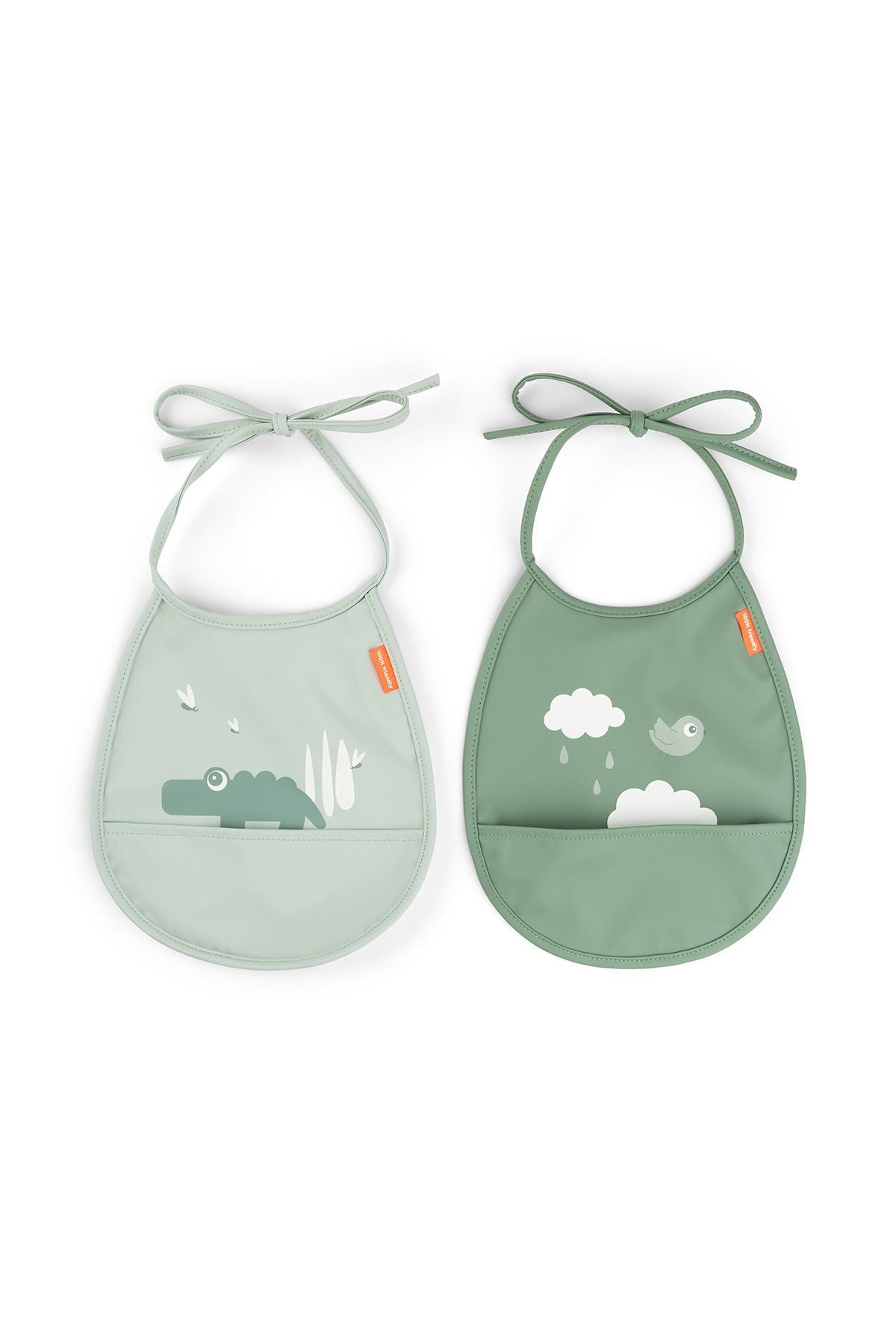 Tiny pocket bib 2-pack | Croco - Green van Done by Deer | Kids Conceptstore Le Fanfare