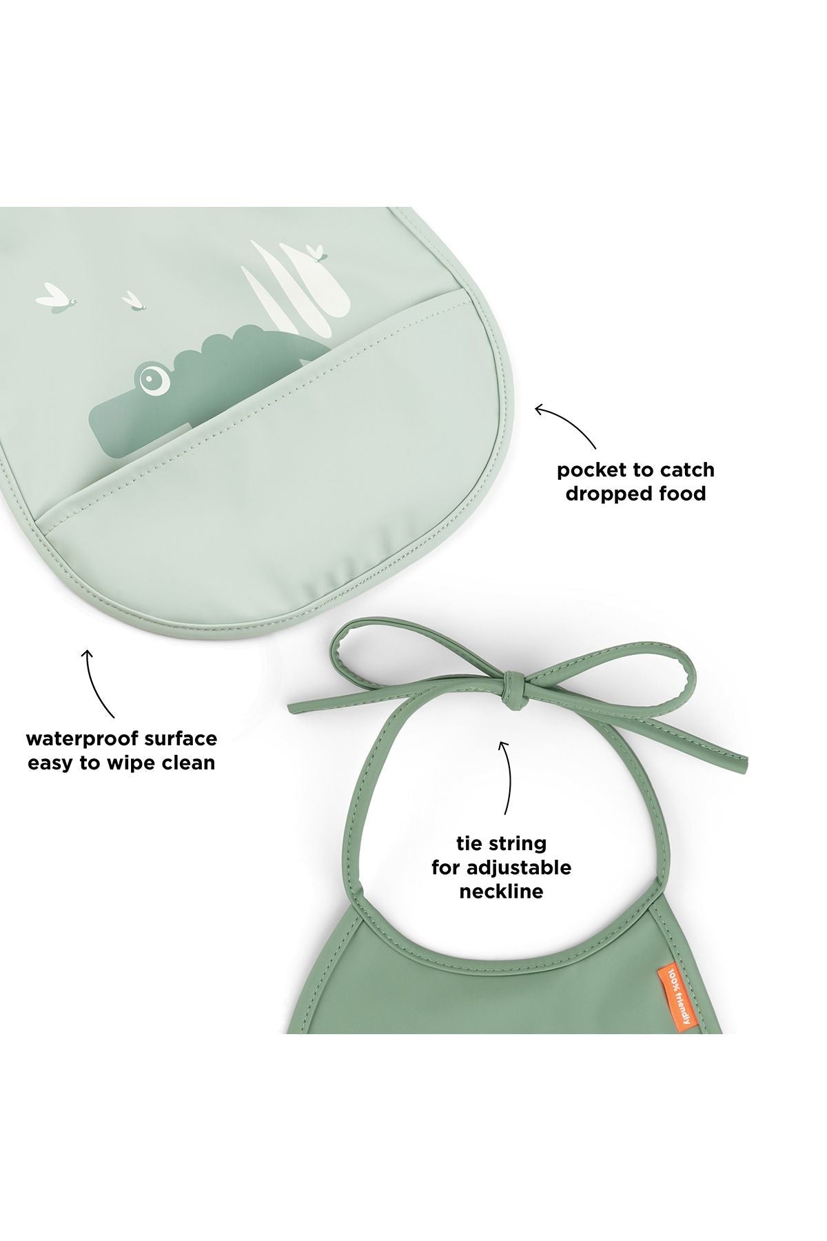 Tiny pocket bib 2-pack | Croco - Green van Done by Deer | Kids Conceptstore Le Fanfare