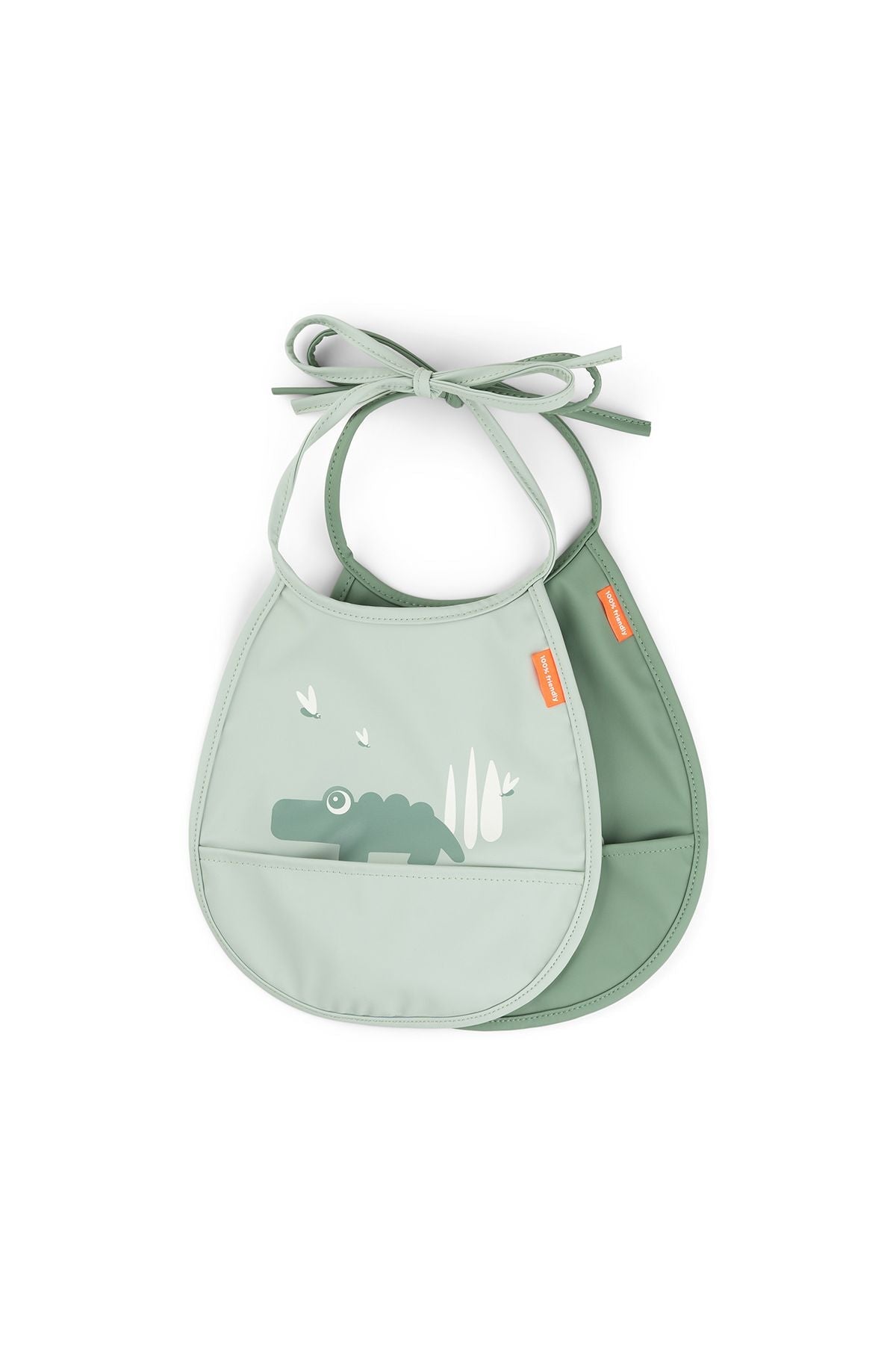 Tiny pocket bib 2-pack | Croco - Green van Done by Deer | Kids Conceptstore Le Fanfare