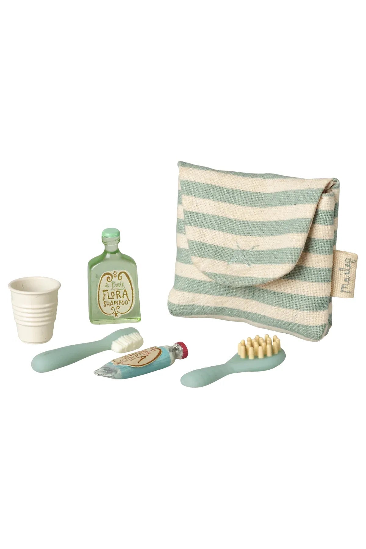 Toothbrush set in bag, Mouse - Blue stripe van Maileg | Kids Conceptstore Le Fanfare