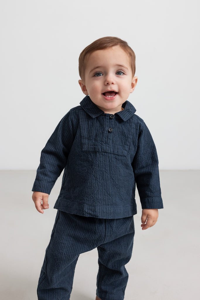 Tovas - Chambray - Dark Blue Stripe van MarMar Copenhagen | Kids Conceptstore Le Fanfare