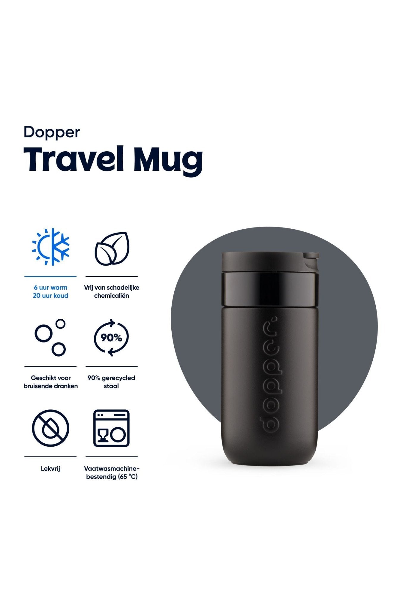 Travel Mug (300 ml) - Blazing Black van Dopper | Kids Conceptstore Le Fanfare