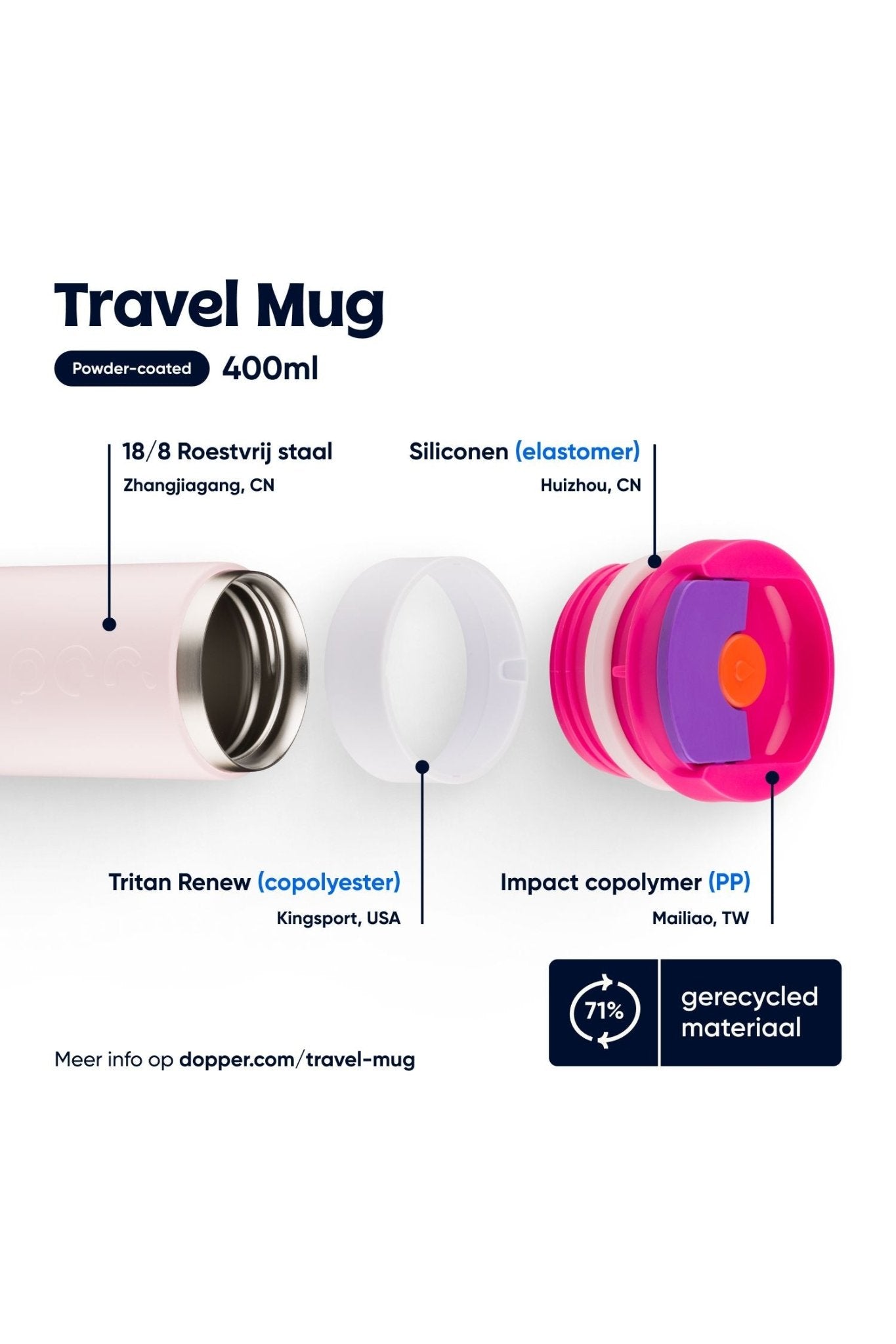 Travel Mug (400 ml) - Berry Pink van Dopper | Kids Conceptstore Le Fanfare