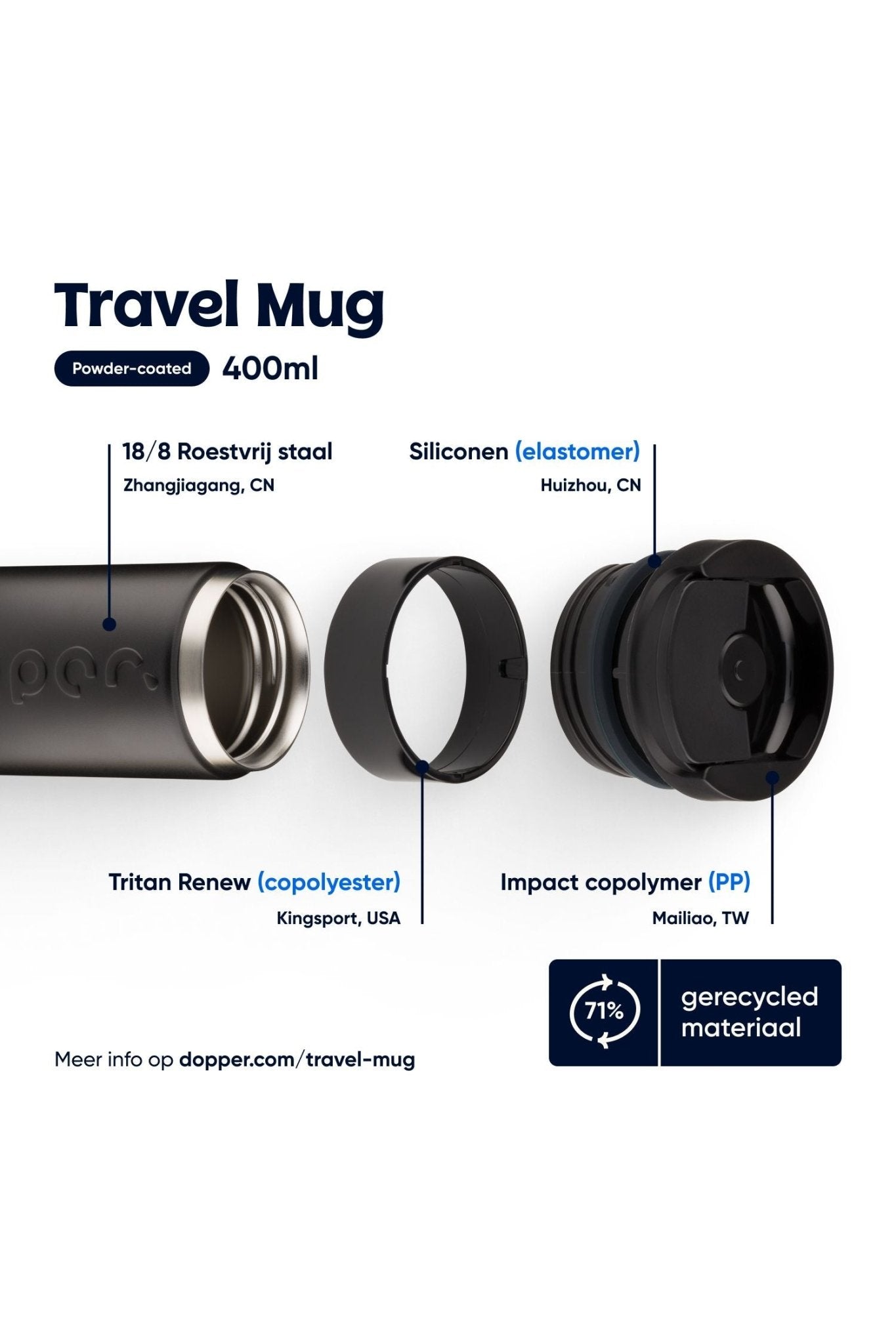 Travel Mug (400 ml) - Blazing Black van Dopper | Kids Conceptstore Le Fanfare